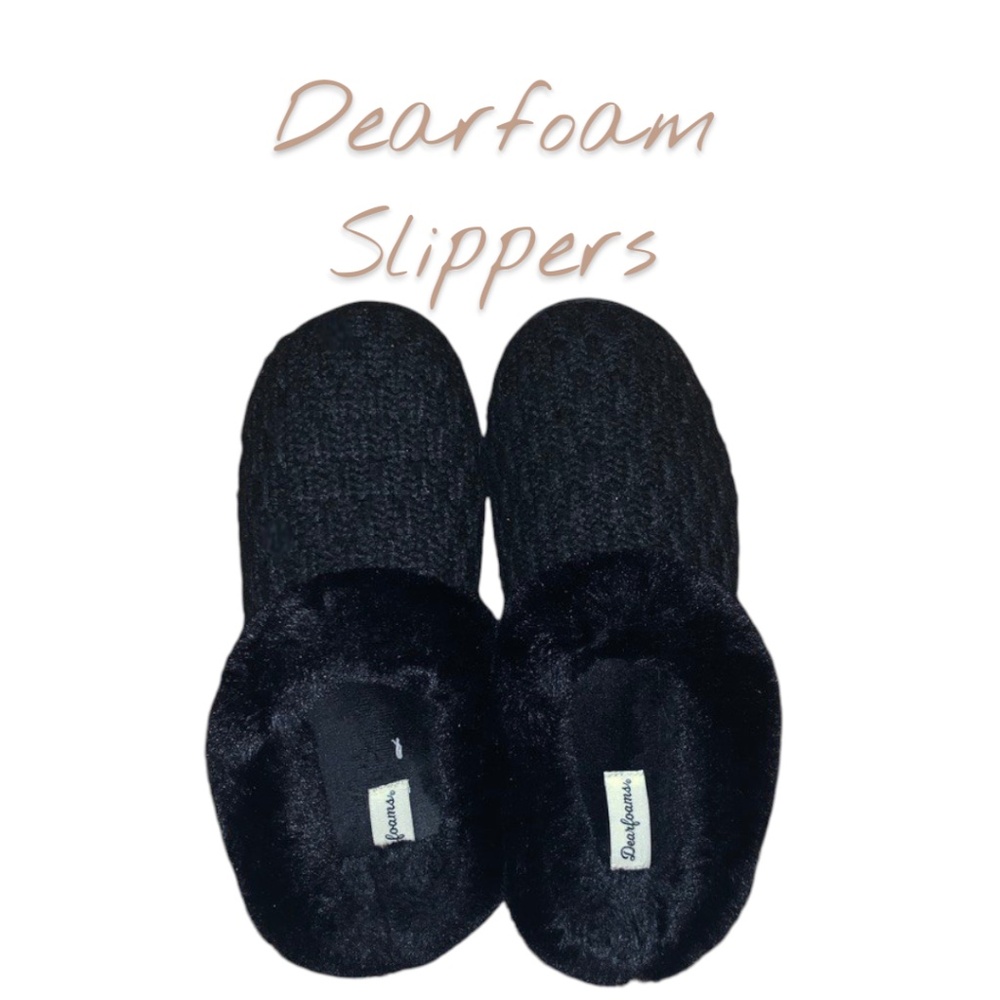 Dearfoams Memory Foam Cozy Soft House Slippers Hannah Knit Clog XL (11-12)